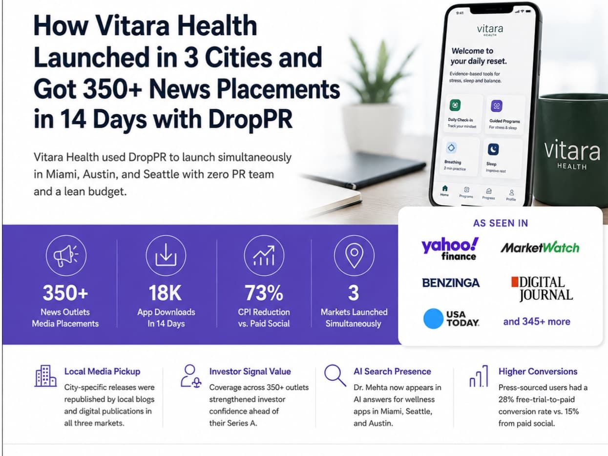 How a Health & Wellness App Launched in 3 New Markets Simultaneously Using DropPR's Multi-Market Press Release Strategy